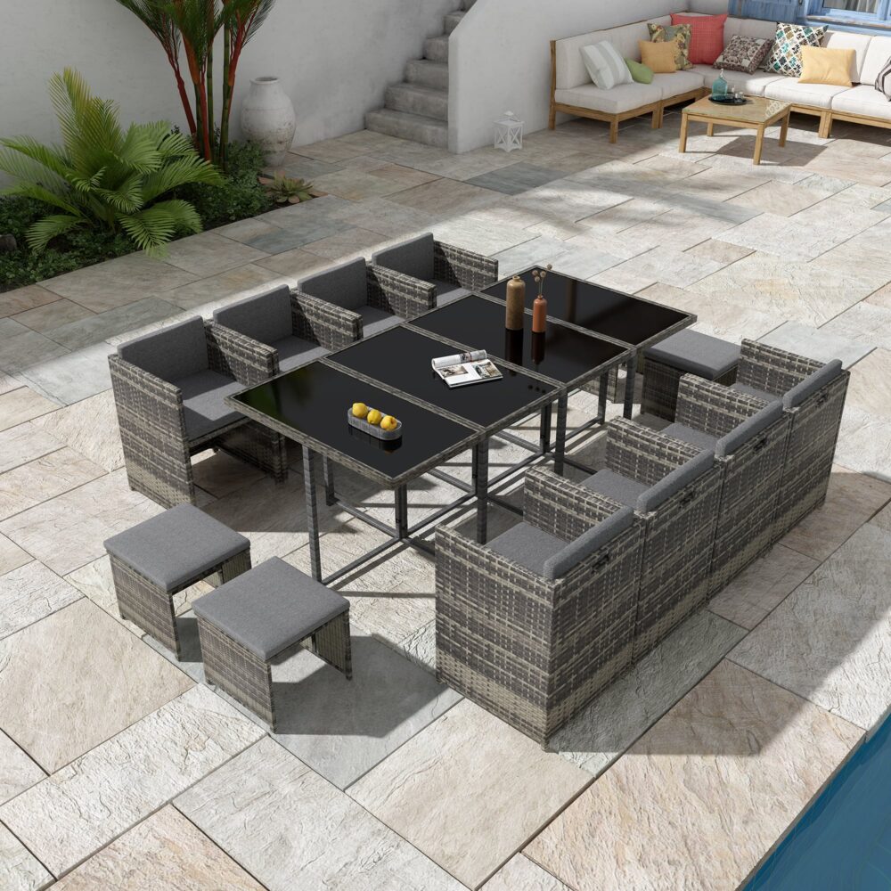 Sorrento Premium 13 Piece Outdoor Dining Set - Grey